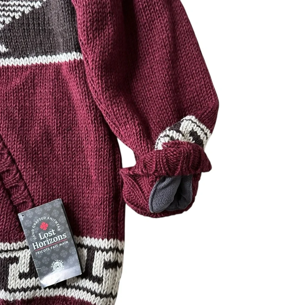 NWT Lost Horizons Men’s Phoenix Sweater Cardigan Hand Knit Wool Size L/XL